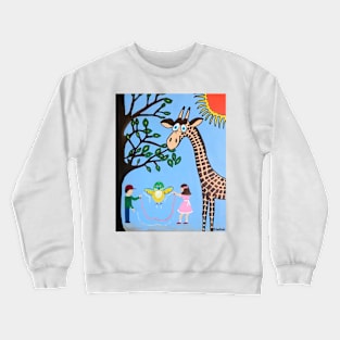 NATURES Playground Giraffe Painting Crewneck Sweatshirt